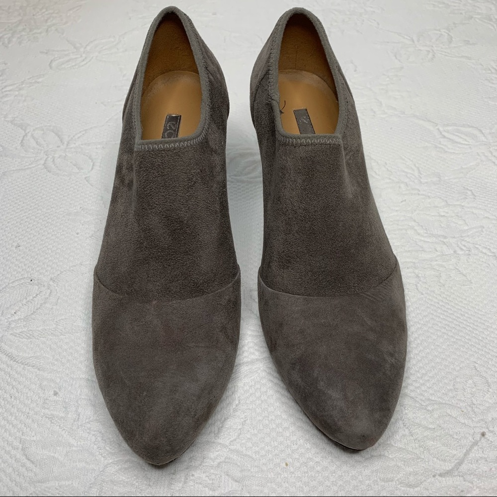 Ecco Alicante Dark Gray Suede 3” Heel Ankle Boot Bootie Shootie Sz 8.5 39